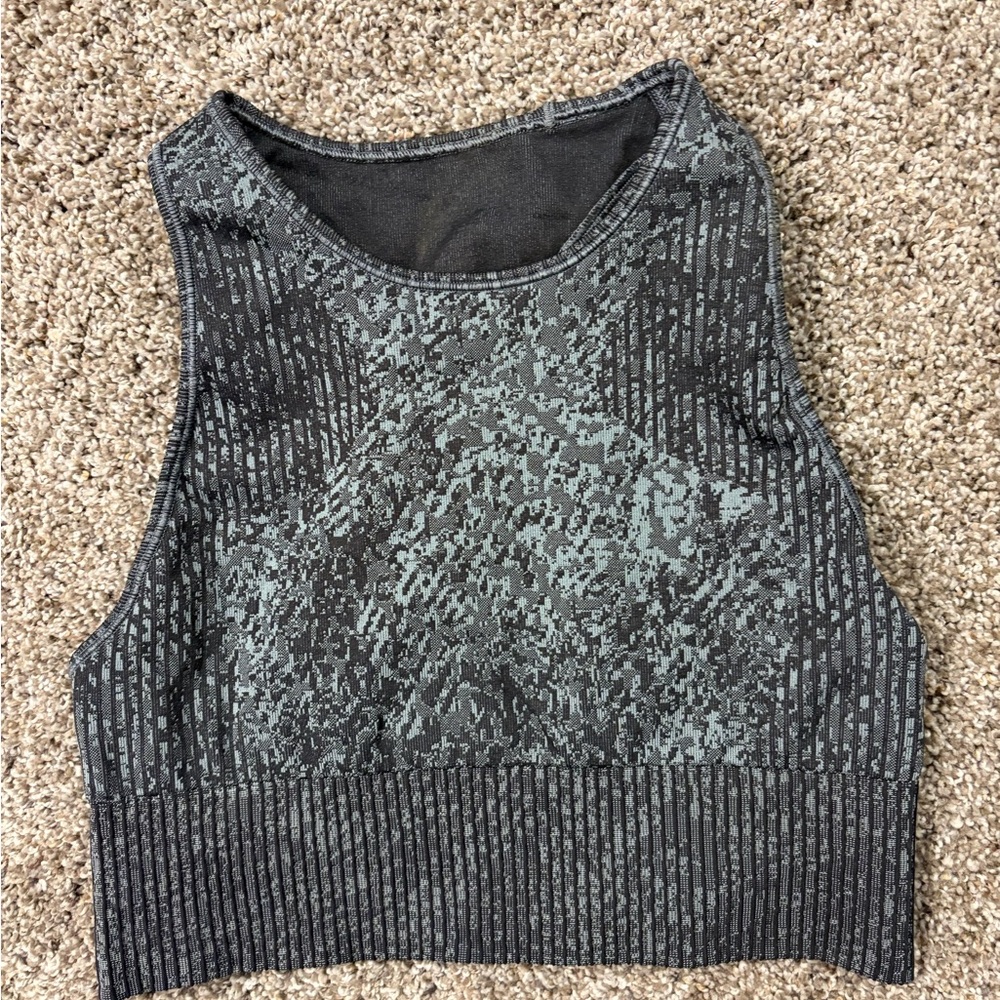 Lululemon Athletica Black and Gray Patterned Bra
